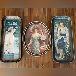 Coca-Cola Artistic Serving Trays Set - Red and Blue